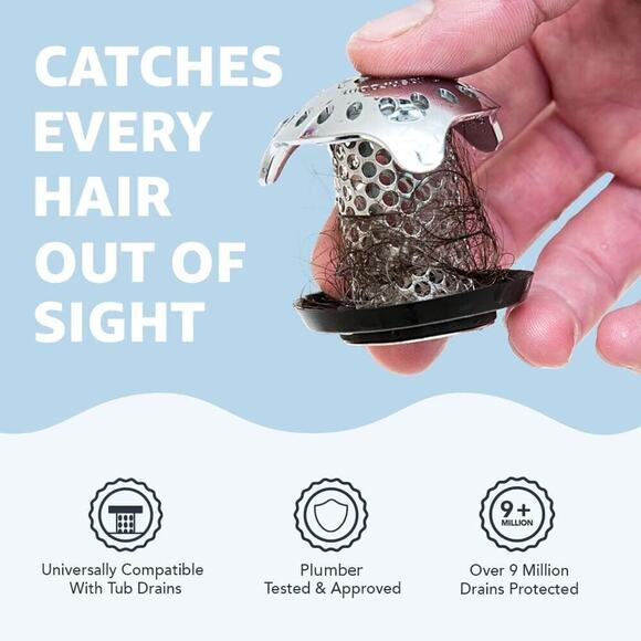 TubShroom Bath Tub Drain Protector Hair Catcher/Strainer Stainless Steel Combo - Picture 2 of 4